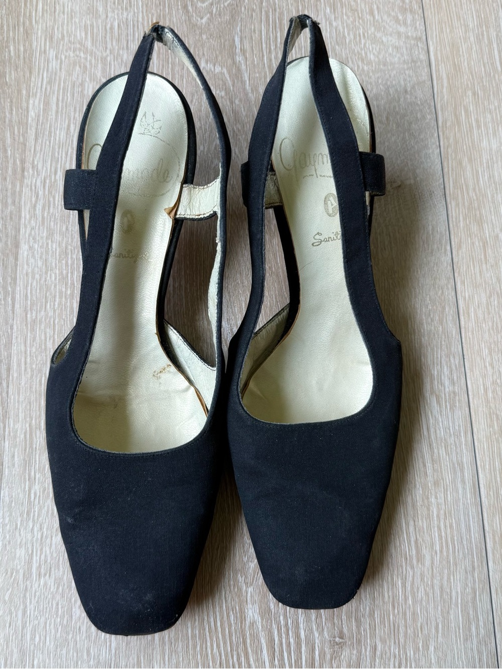 Vintage 1950s Gaymode Black Leather Slingback Dancing Shoes